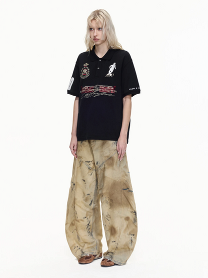 Detachable Fur Collar Soccer No. 10 Badge Embroidered Short Sleeve Polo Shirt【s0000016469】