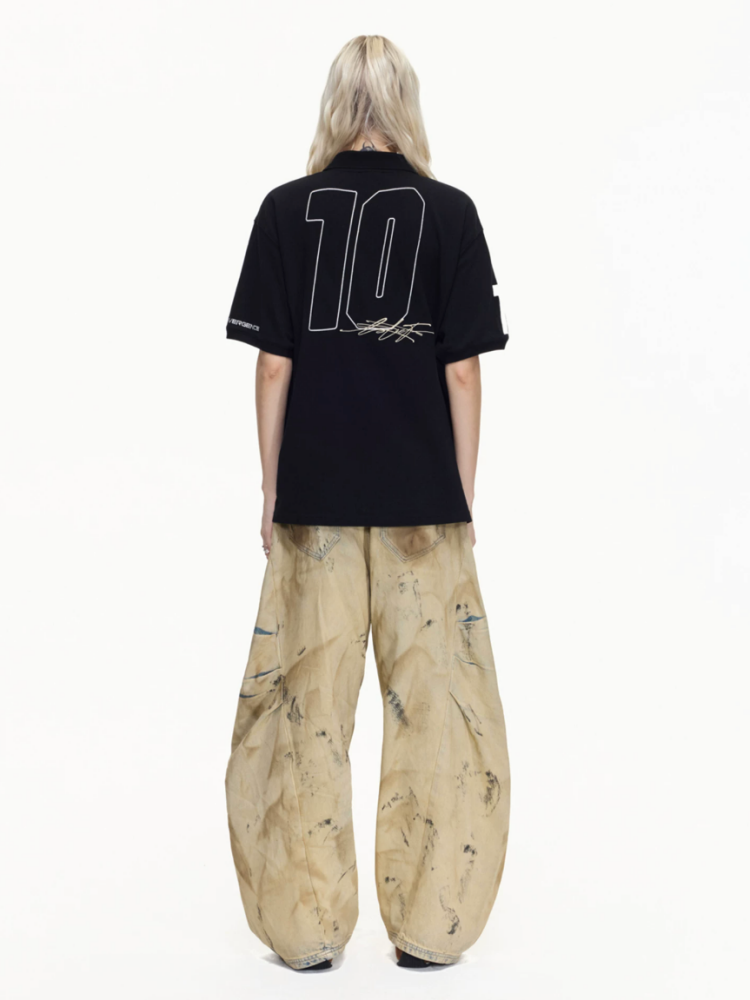 Detachable Fur Collar Soccer No. 10 Badge Embroidered Short Sleeve Polo Shirt【s0000016469】