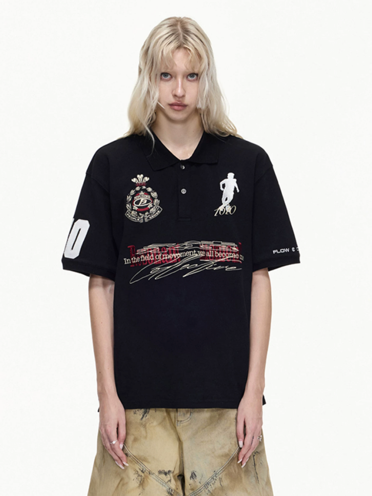 Detachable Fur Collar Soccer No. 10 Badge Embroidered Short Sleeve Polo Shirt【s0000016469】