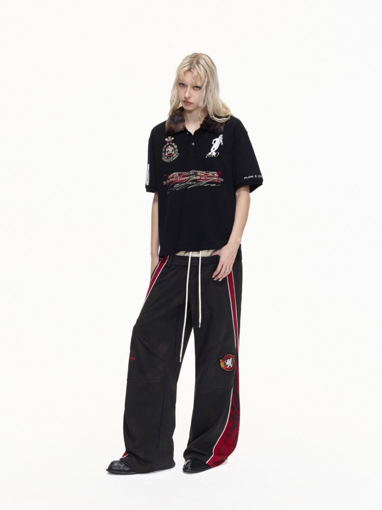 Detachable Fur Collar Soccer No. 10 Badge Embroidered Short Sleeve Polo Shirt【s0000016469】