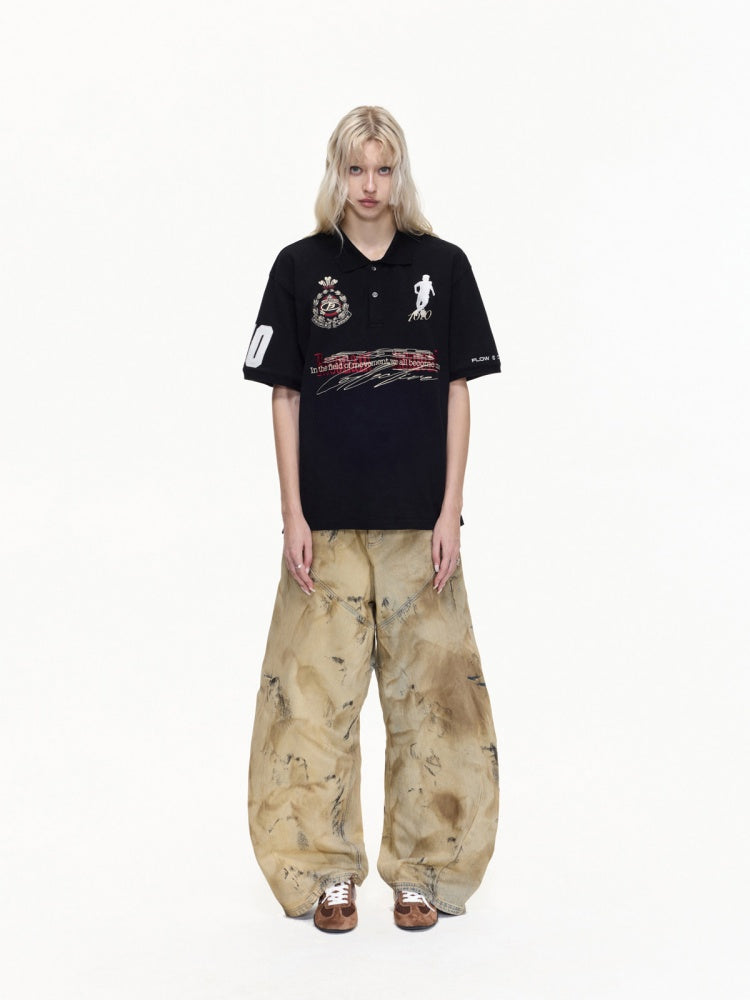 Detachable Fur Collar Soccer No. 10 Badge Embroidered Short Sleeve Polo Shirt【s0000016469】