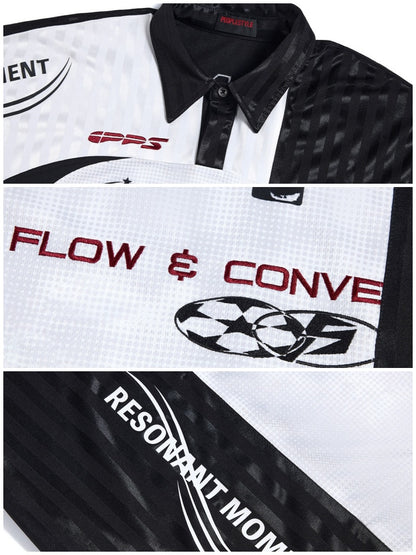 Restructured Jersey Printed Soccer Double Placket Mesh Polo Shirt【s0000016470】