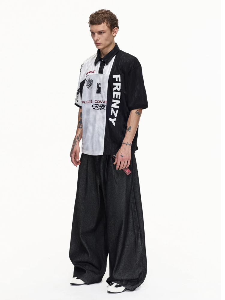Restructured Jersey Printed Soccer Double Placket Mesh Polo Shirt【s0000016470】