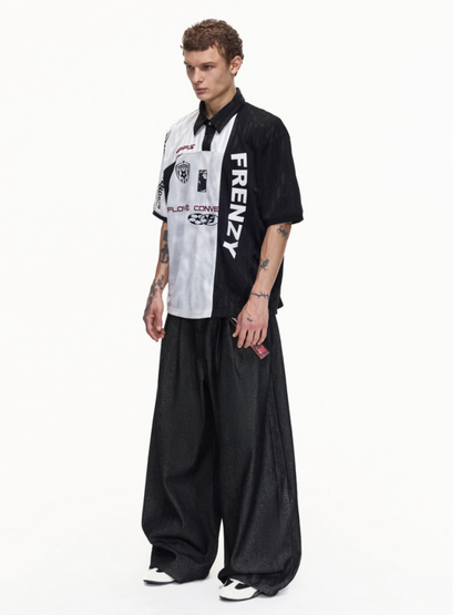 Restructured Jersey Printed Soccer Double Placket Mesh Polo Shirt【s0000016470】