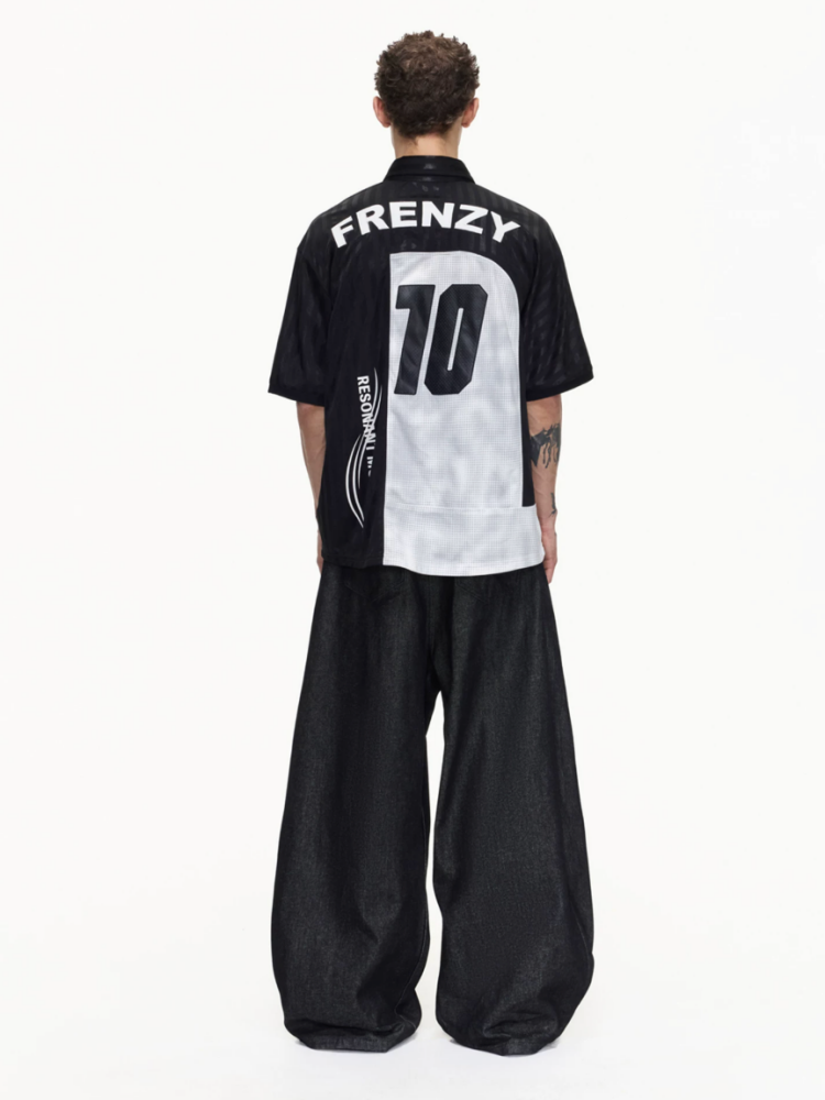 Restructured Jersey Printed Soccer Double Placket Mesh Polo Shirt【s0000016470】