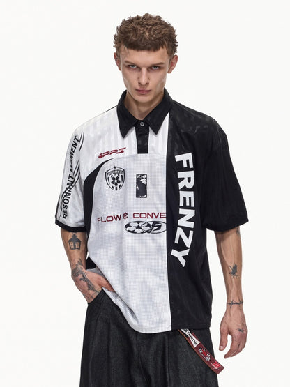 Restructured Jersey Printed Soccer Double Placket Mesh Polo Shirt【s0000016470】