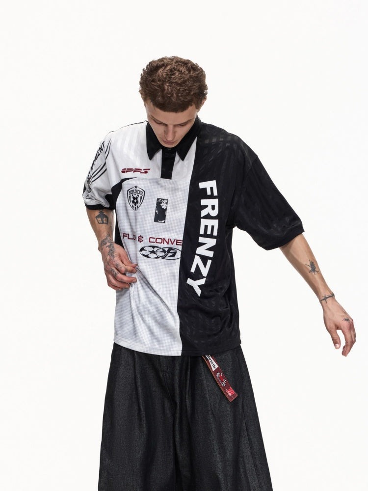 Restructured Jersey Printed Soccer Double Placket Mesh Polo Shirt【s0000016470】