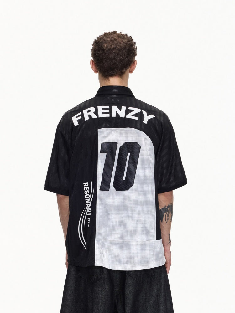 Restructured Jersey Printed Soccer Double Placket Mesh Polo Shirt【s0000016470】
