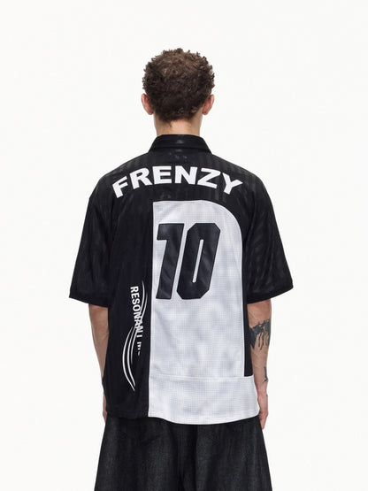 Restructured Jersey Printed Soccer Double Placket Mesh Polo Shirt【s0000016470】
