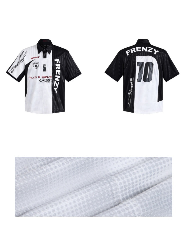 Restructured Jersey Printed Soccer Double Placket Mesh Polo Shirt【s0000016470】