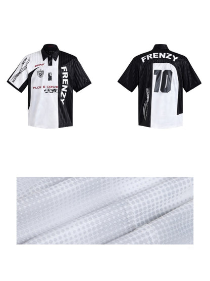 Restructured Jersey Printed Soccer Double Placket Mesh Polo Shirt【s0000016470】
