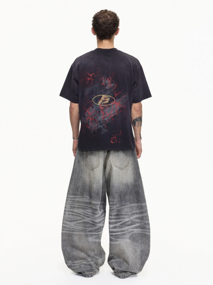 Vintage Spray Screen Print Short Sleeve T-Shirt【s0000016471】