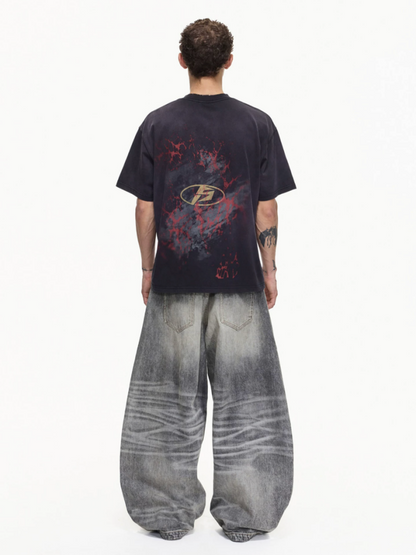 Vintage Spray Screen Print Short Sleeve T-Shirt【s0000016471】