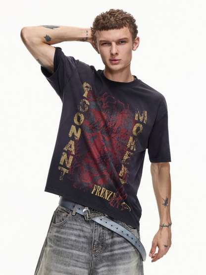 Vintage Spray Screen Print Short Sleeve T-Shirt【s0000016471】