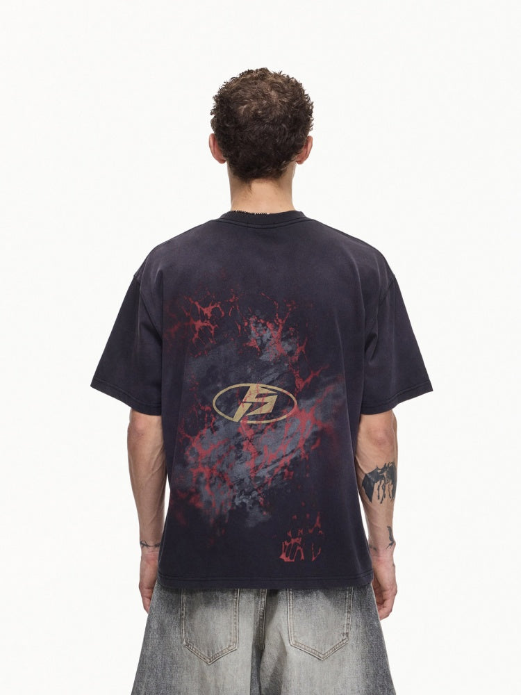 Vintage Spray Screen Print Short Sleeve T-Shirt【s0000016471】