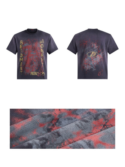 Vintage Spray Screen Print Short Sleeve T-Shirt【s0000016471】