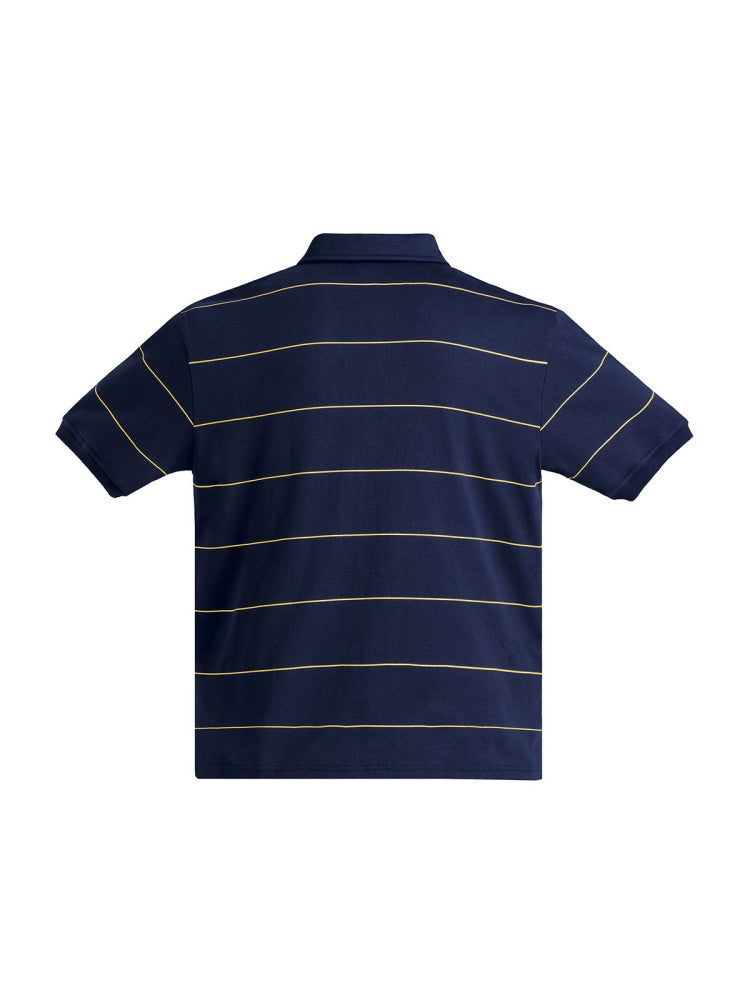 Gold Striped Badge Print Short Sleeve Polo Shirt【s0000016473】