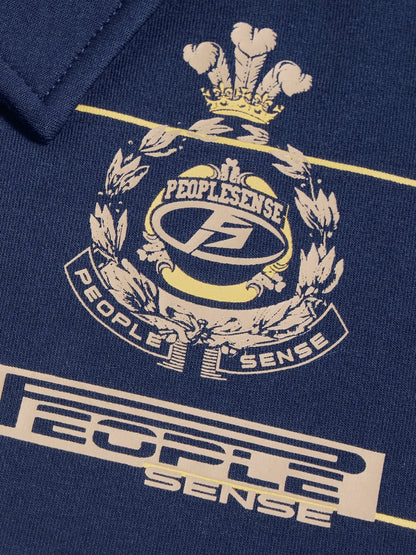 Gold Striped Badge Print Short Sleeve Polo Shirt【s0000016473】