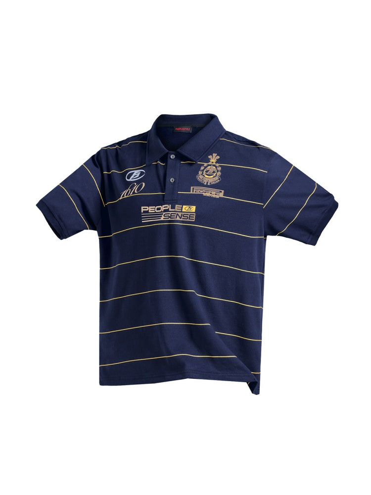 Gold Striped Badge Print Short Sleeve Polo Shirt【s0000016473】