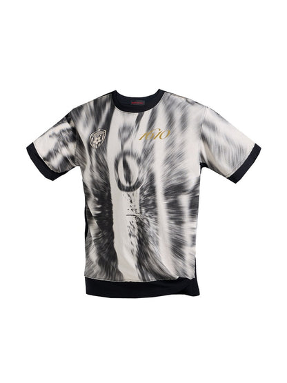 Smudged Faux Layered Badge Full Print Short Sleeve T-Shirt【s0000016477】