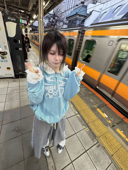 Sports Lace Stitching Long Sleeve Hoodie【s0000016479】