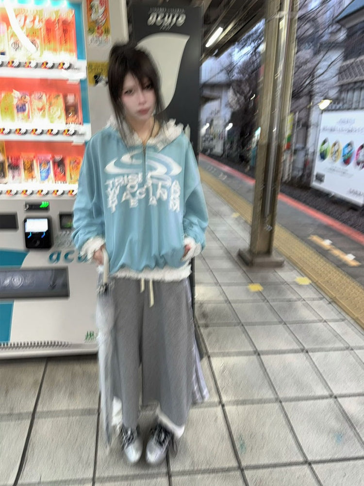 Sports Lace Stitching Long Sleeve Hoodie【s0000016479】