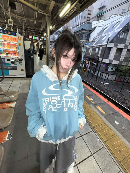 Sports Lace Stitching Long Sleeve Hoodie【s0000016479】