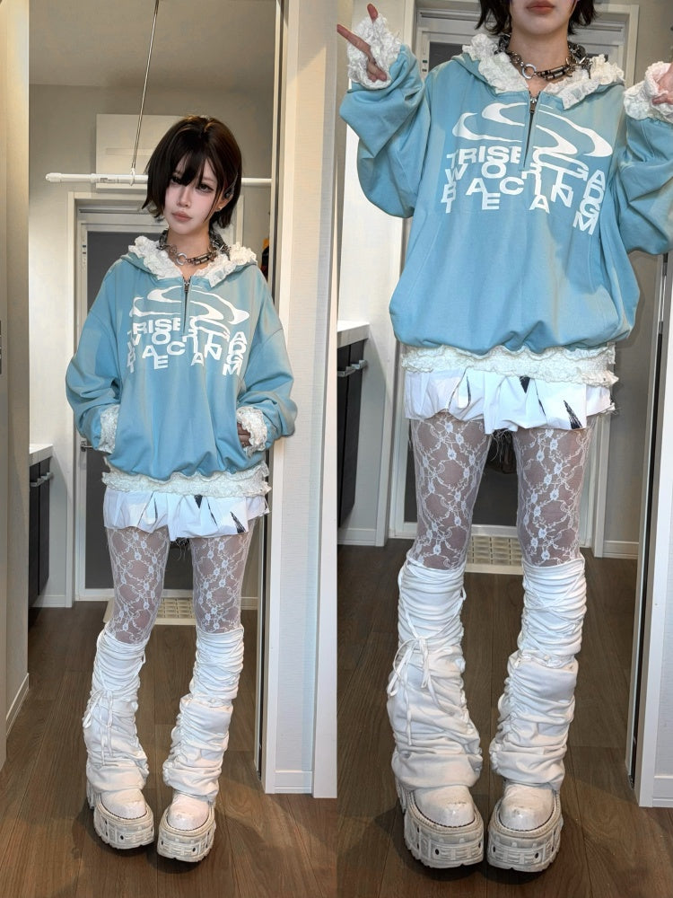 Sports Lace Stitching Long Sleeve Hoodie【s0000016479】