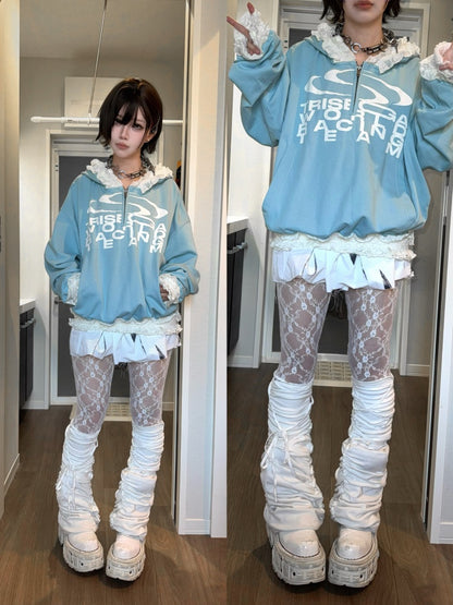 Sports Lace Stitching Long Sleeve Hoodie【s0000016479】