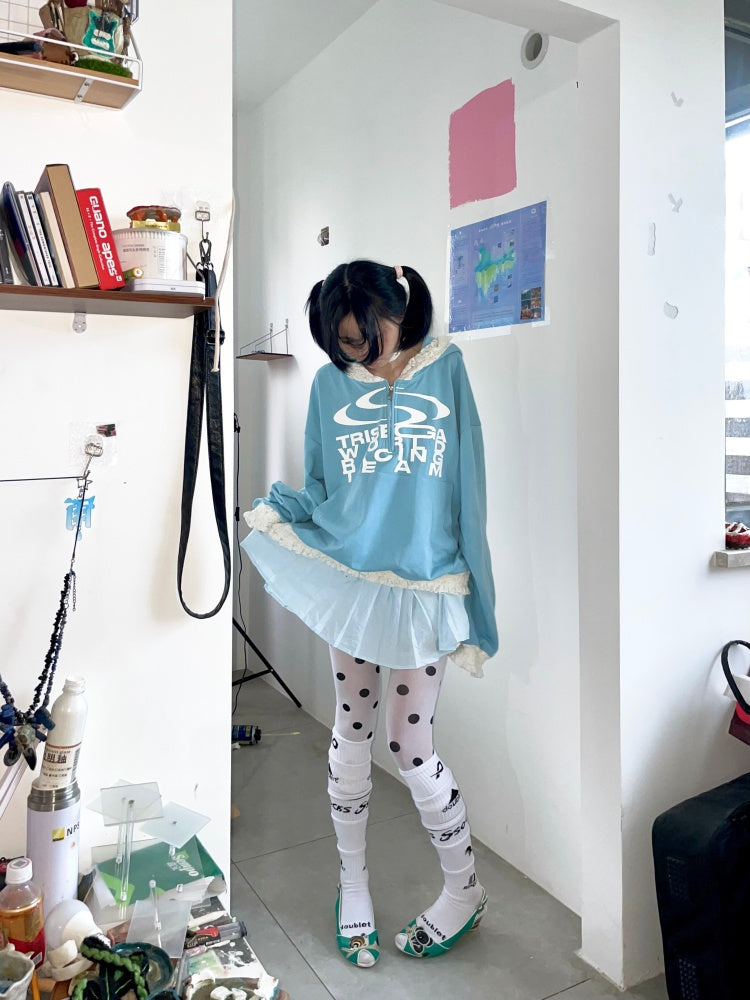 Sports Lace Stitching Long Sleeve Hoodie【s0000016479】