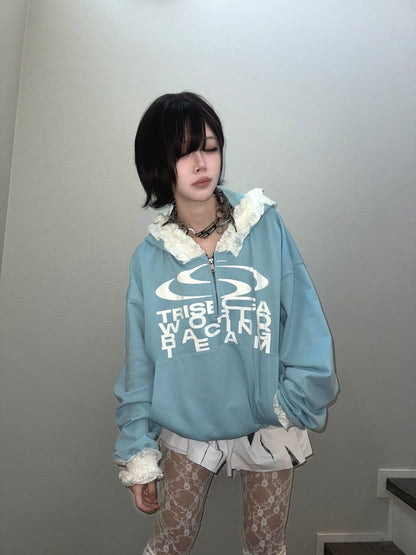 Sports Lace Stitching Long Sleeve Hoodie【s0000016479】