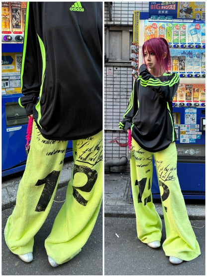 Towel Drawstring Printed Hoop Sweat Pants【s0000016485】