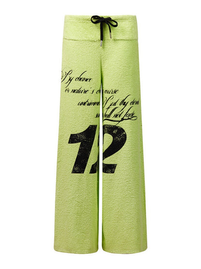 Towel Drawstring Printed Hoop Sweat Pants【s0000016485】