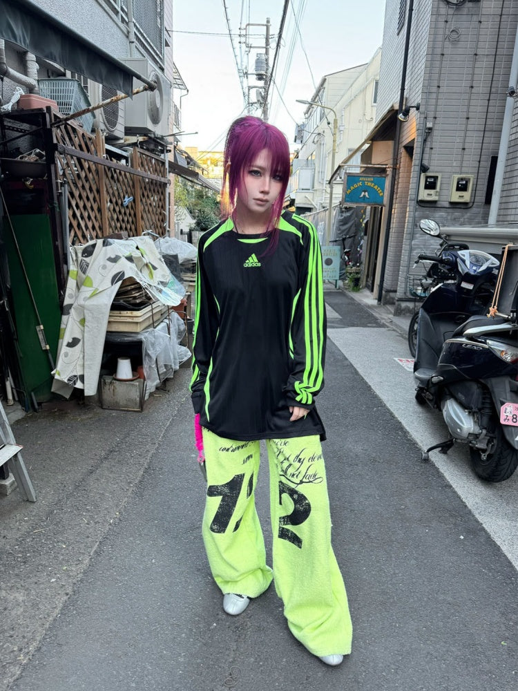 Towel Drawstring Printed Hoop Sweat Pants【s0000016485】