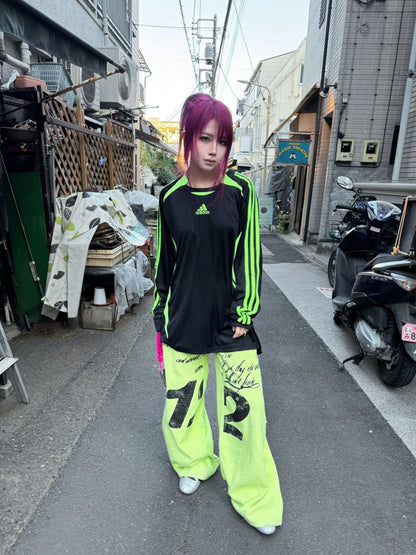 Towel Drawstring Printed Hoop Sweat Pants【s0000016485】