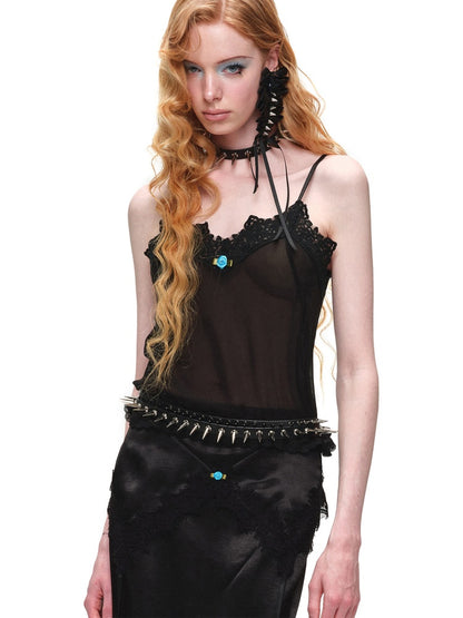Cut-Out Lace Slightly Sheer Camisole【s0000016576】
