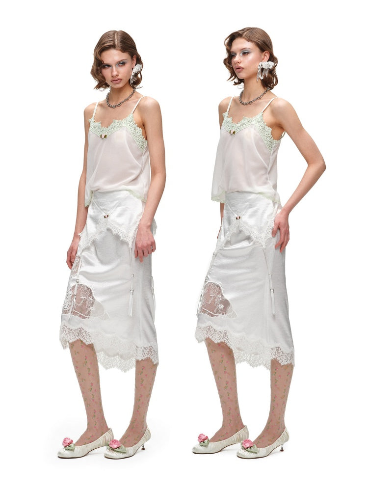 Cut-Out Lace Slightly Sheer Camisole【s0000016576】