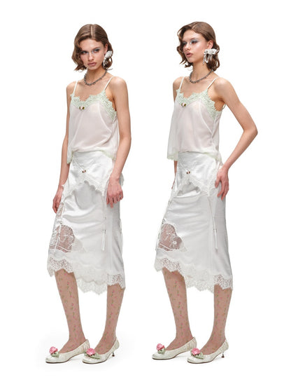 Cut-Out Lace Slightly Sheer Camisole【s0000016576】