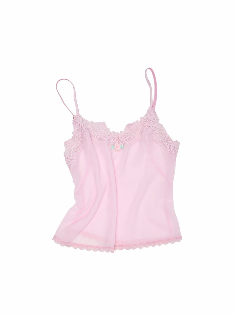 Cut-Out Lace Slightly Sheer Camisole【s0000016576】