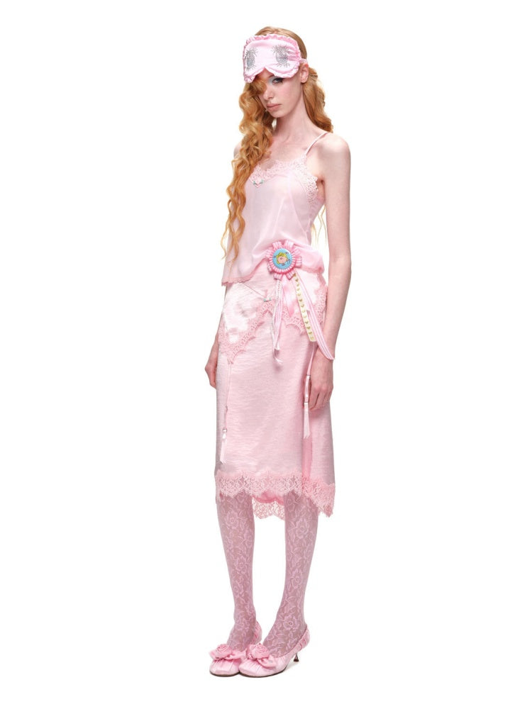 Cut-Out Lace Slightly Sheer Camisole【s0000016576】