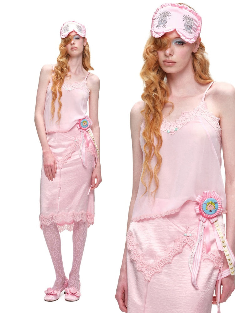 Cut-Out Lace Slightly Sheer Camisole【s0000016576】