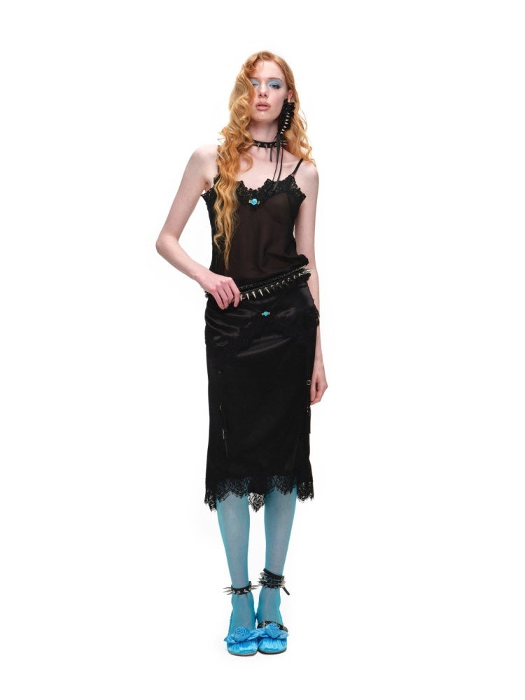 Cut-Out Lace Slightly Sheer Camisole【s0000016576】
