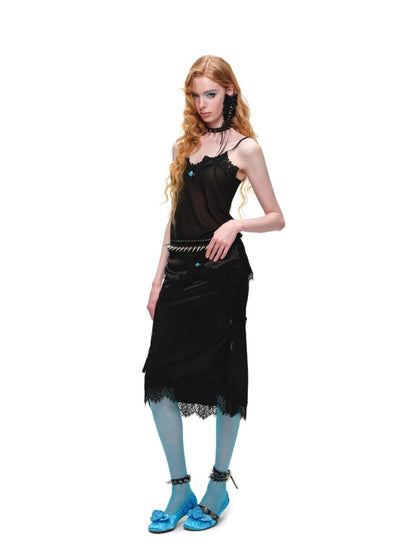 Cut-Out Lace Slightly Sheer Camisole【s0000016576】