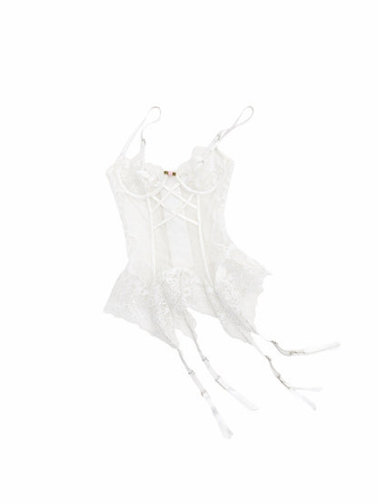 Slightly Transparent Fishbone Patchwork Lace Garter Corset【s0000016577】