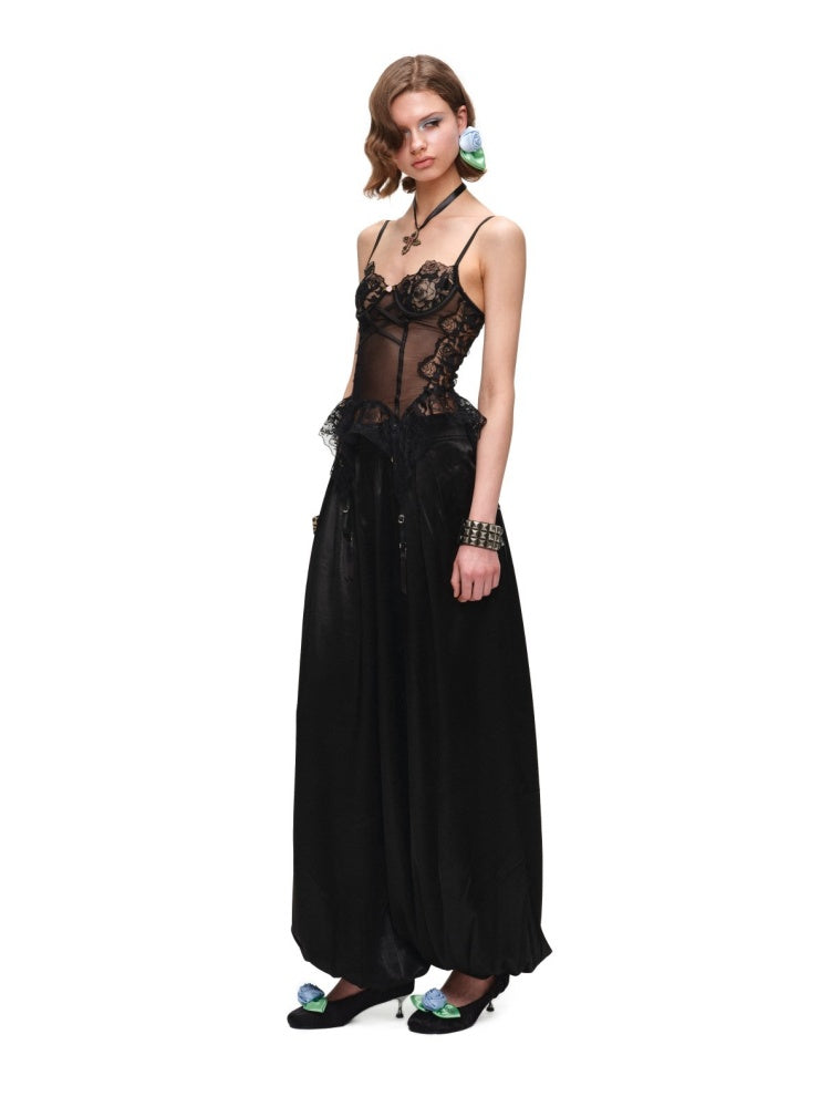 Slightly Transparent Fishbone Patchwork Lace Garter Corset【s0000016577】