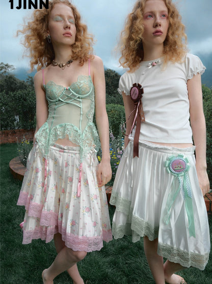 Slightly Transparent Fishbone Patchwork Lace Garter Corset【s0000016577】