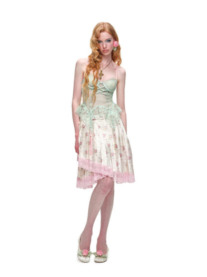 Slightly Transparent Fishbone Patchwork Lace Garter Corset【s0000016577】