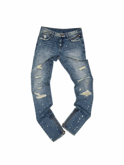 Randomly Distressed Skinny Jeans【s0000016578】