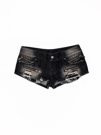 Old Zipper Hole Worn Out Slim Denim Hot Pants 【s0000016582】