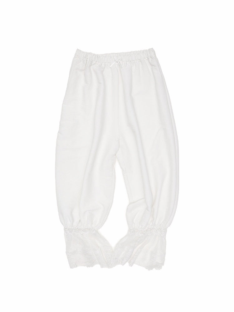 Home Casual Solid Color Lace Cropped Lantern Pants【s0000016584】